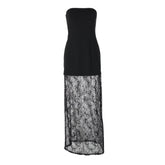 Lace backless tube maxi skirt set
