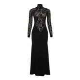 High neck long sleeve zip-up ruched maxi dress