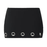 Hollow out A line solid cut out mini skirt