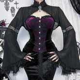 Sweetheart neck lace hem button top