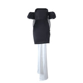 Bowknot ruched off shoulder tube mini dress