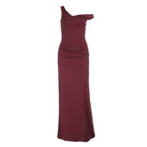 Ruched slit backless solid tank maxi skirt set