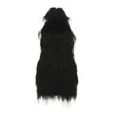Halter tassels backless solid mini dress