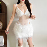 V neck bowknot lace cami bodysuit
