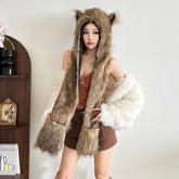 Fluffy animal ears applique cap