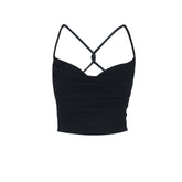 Cross back cowl neck backless solid cami top