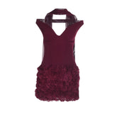 Off shoulder flower applique zip-up mini dress