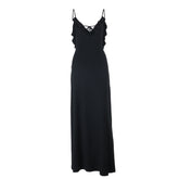 Self tie ruffle v neck backless cami maxi dress
