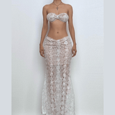 Sheer lace see through cami maxi skirt set-final-sale