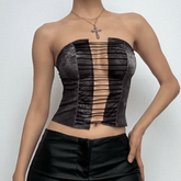 Tie dye hollow out tube crop cut out top