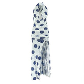 Halter high slit polka dot ruched mesh maxi dress