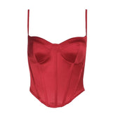 Corset v neck backless solid cami top