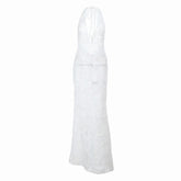 Self tie halter deep V neck hollow out cut out maxi dress