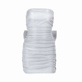 Ruched bowknot backless tube mini dress