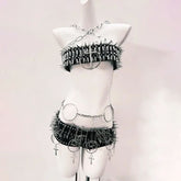 O ring metal chain rivet cami top