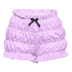 Bowknot ruffle ruched medium rise short pant