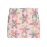 Flower applique glitter zip-up mini skirt