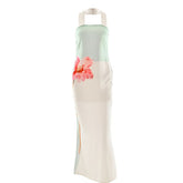 Halter flower print contrast maxi dress