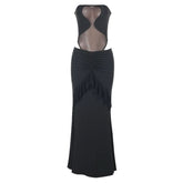 Mesh button ruched ruffle tube skirt set