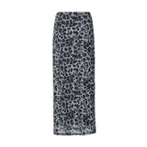 Leopard print mesh maxi skirt