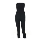Backless solid corset slit jumpsuit