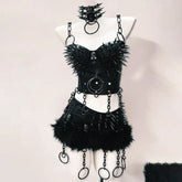 Rivet skull applique o ring cami top