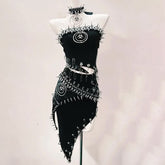 Rivet o ring skull applique tube top