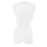 Crewneck button ruched solid pant set
