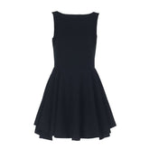 Crewneck zip-up backless solid mini dress