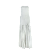 Mesh patchwork solid tube maxi dress