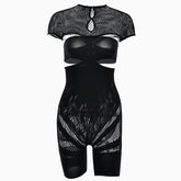 Short sleeve crewneck hollow out romper