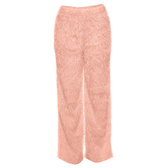 Fluffy solid medium rise straight leg pant