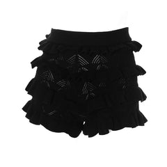 Ruffle knitted solid short pant