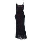 Lace hem v neck tassels print cami maxi dress