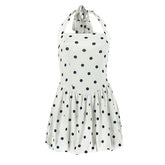 Halter polka dot backless mini dress