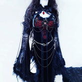 Beaded spider applique long sleeve maxi dress