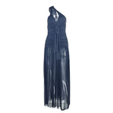 One shoulder ruched irregular slit maxi dress