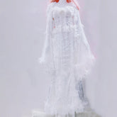 Long flared sleeve flower applique lace hem maxi skirt set