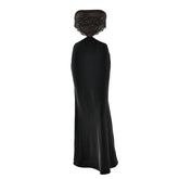 Lace hem zip-up backless tube maxi dress