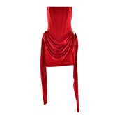 Corset backless ruched solid tube mini dress