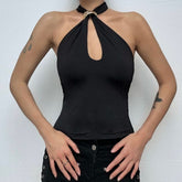 Halter metal ring hollow out cut out top