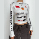 Long sleeve crewneck abstract contrast top-final-sale