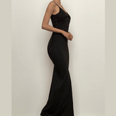 U neck hollow out solid cami cut out maxi dress-final-sale