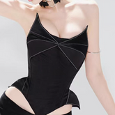 U neck irregular backless top