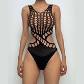 U neck hollow out backless solid tank bodysuit
