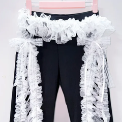 Ruffle lace hem slit pant