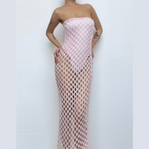 Hollow out knitted 2 piece raw hem bodysuit