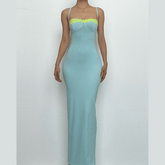Lace hem backless cami maxi dress