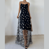Mesh star glitter cami maxi dress