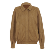 Turnover collar long sleeve zip-up coat top